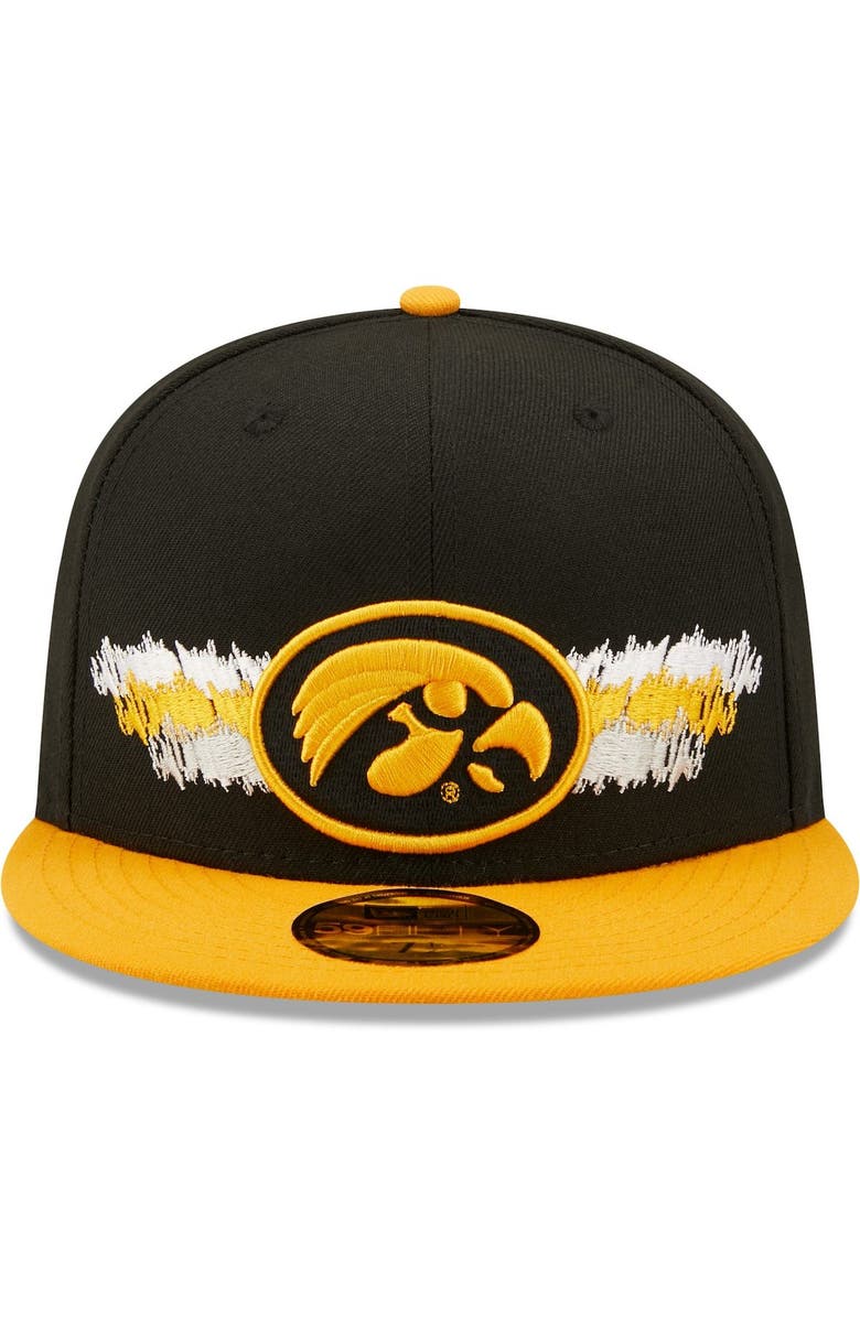 New Era Men's New Era Black Iowa Hawkeyes Scribble 59FIFTY Fitted Hat, Alternate, color, 