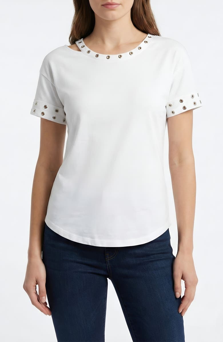 APNY Cutout Grommet T-Shirt, Main, color, White