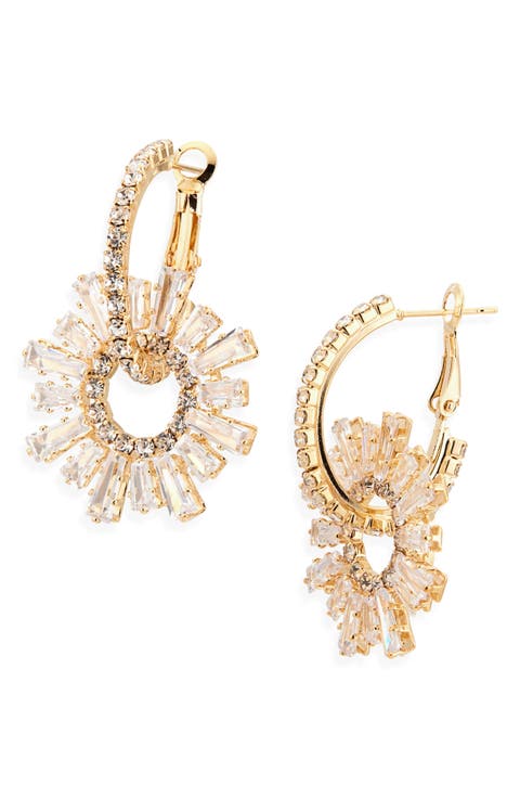 CZ Dangle Hoop Earrings