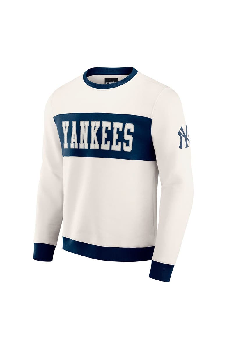 Darius Rucker Collection by Fanatics Men's Darius Rucker Collection by Fanatics  Cream New York Yankees Colorblock Crewneck Sweatshirt, Alternate, color, 