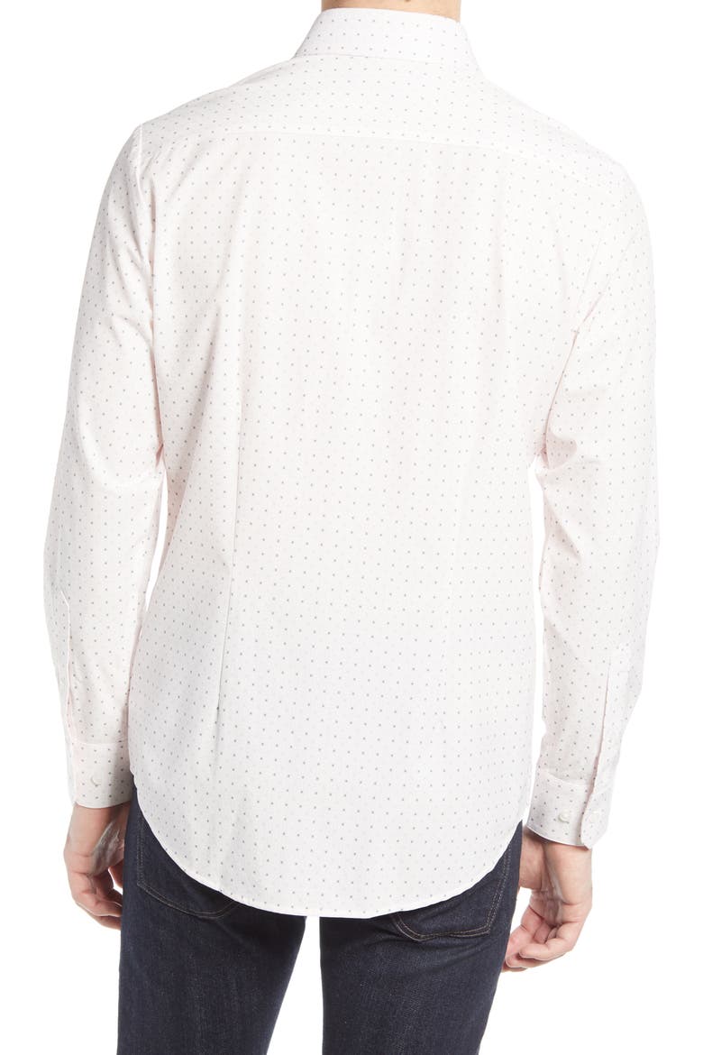 Leeward Stretch Dot Button-Up Shirt, Alternate, color, PINK CHECK WITH PRINT