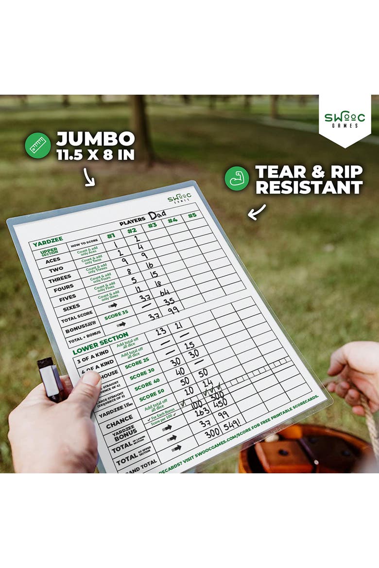 5 Pack of Yardzee & Farkle Scorecards with Markers, Alternate, color, White