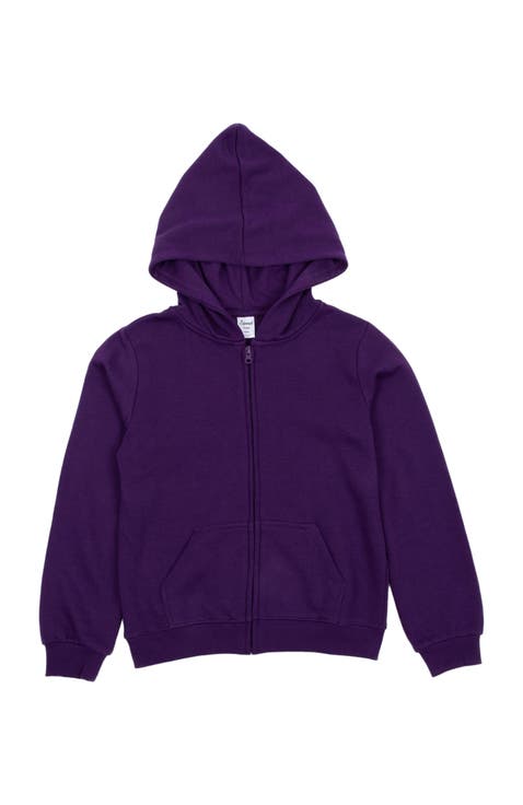 Kids Zip-Up Sweatshirt Hoodie, Cotton Blend, Solid Colors