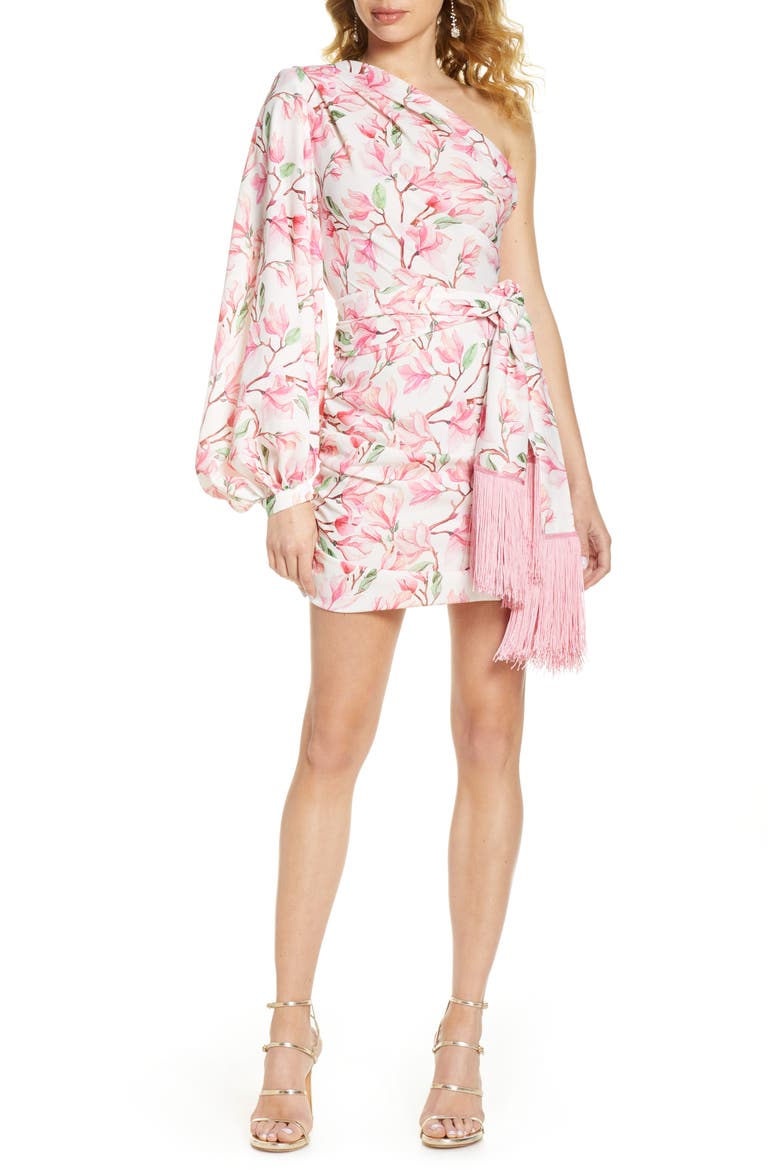 Bronx and Banco Layla One-Shoulder Long Sleeve Minidress, Main, color, MULTI