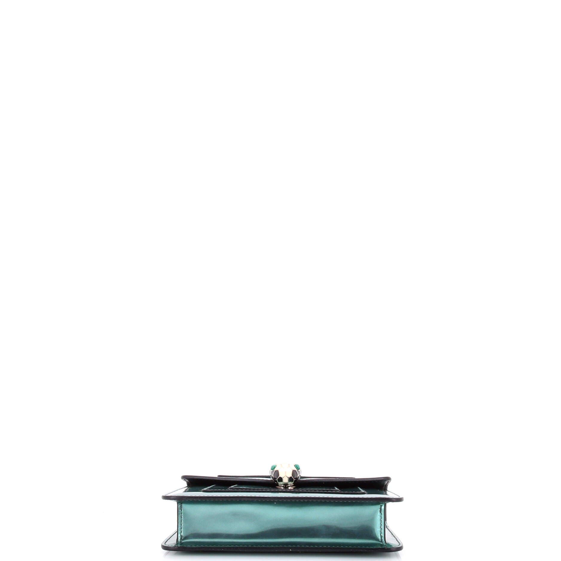 Serpenti Forever Square Shoulder Bag Metallic Leather Small, Alternate, color, Blue
