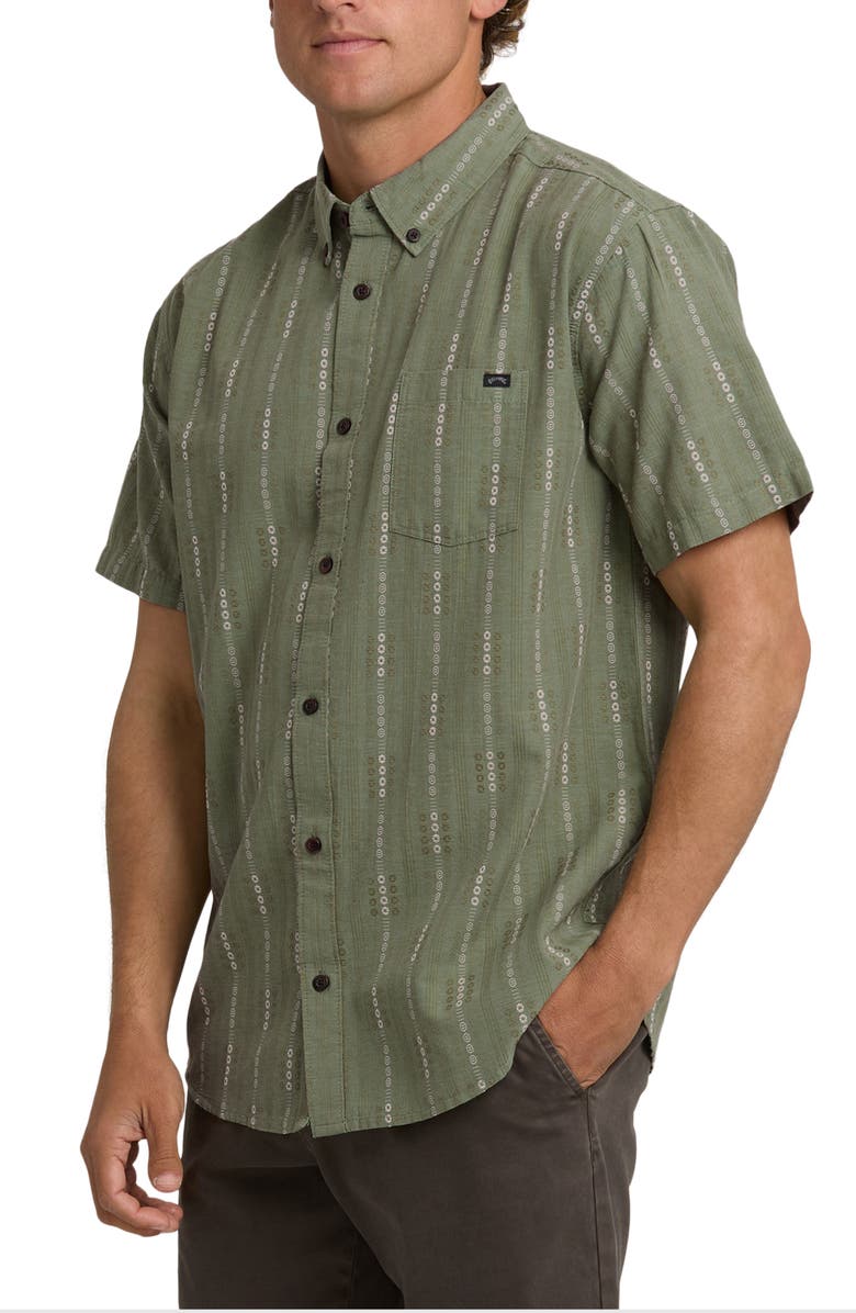 Billabong All Day Jacquard Short Sleeve Button-Down Shirt, Alternate, color, Granite Green