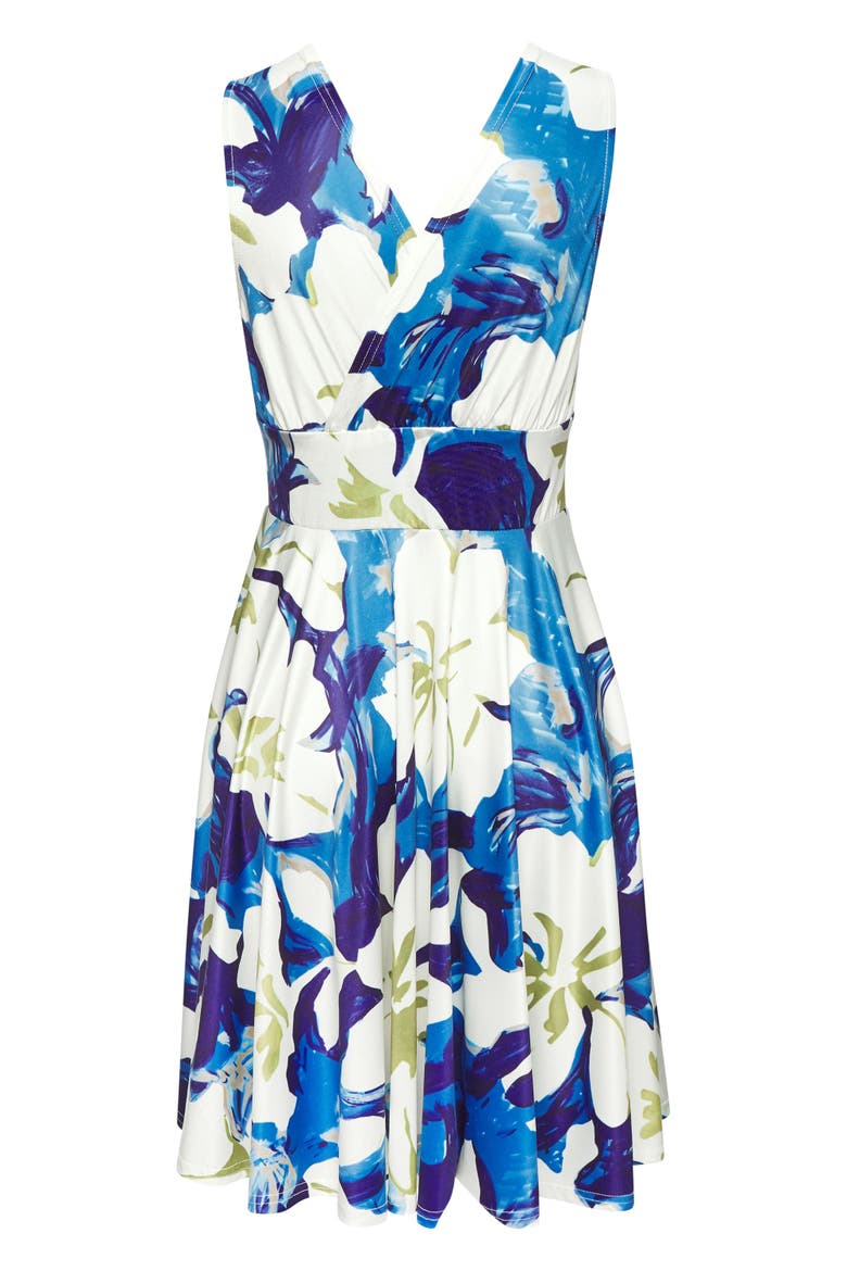 Sleeveless Wrap Look Dress, Alternate, color, Blue & Green