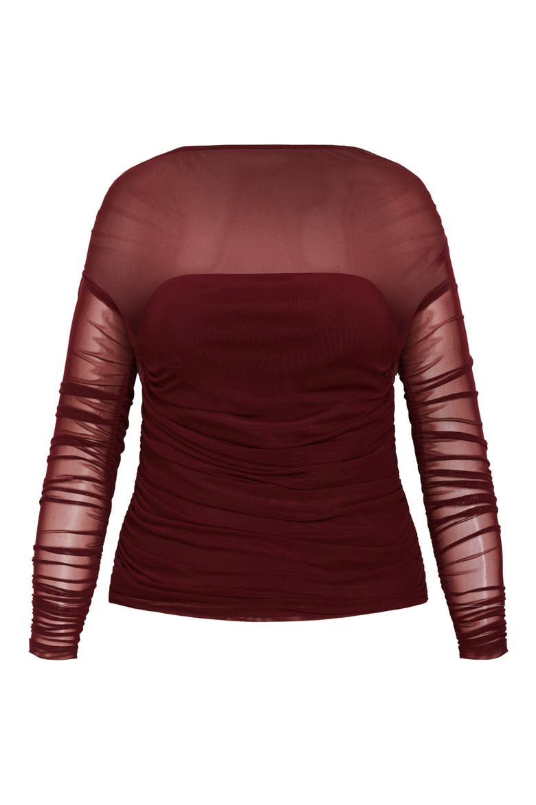 Anastasia Long Sleeve Mesh Top, Alternate, color, CHOCOLATE CHERRY