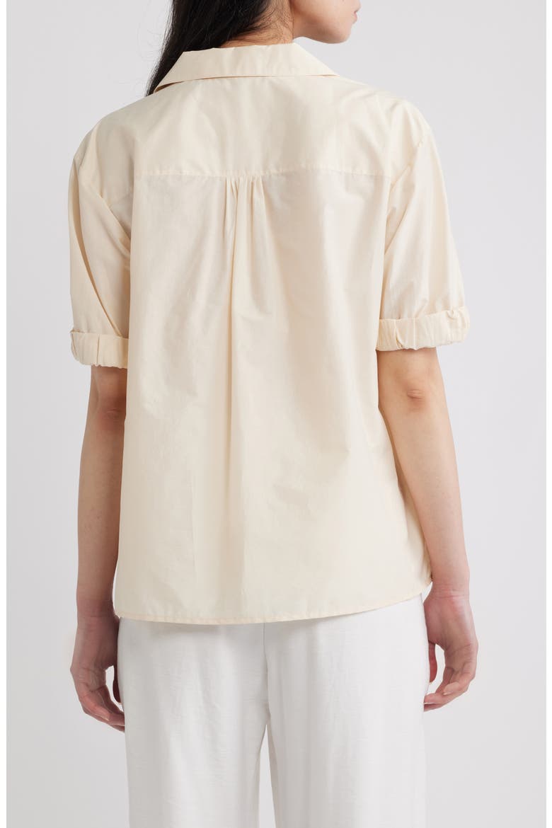 Short Sleeve Cotton Blend Shirt, Alternate, color, ALMOND - VQ9