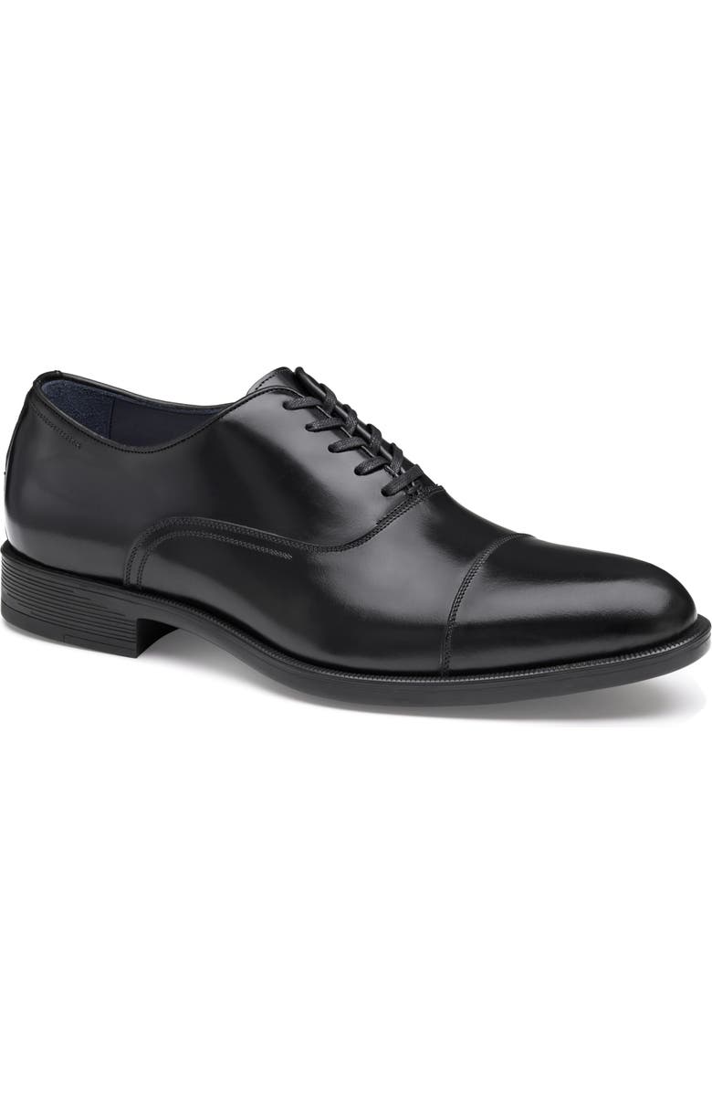 Johnston & Murphy Flynch Cap Toe Oxford, Main, color, Black Italian Calfskin