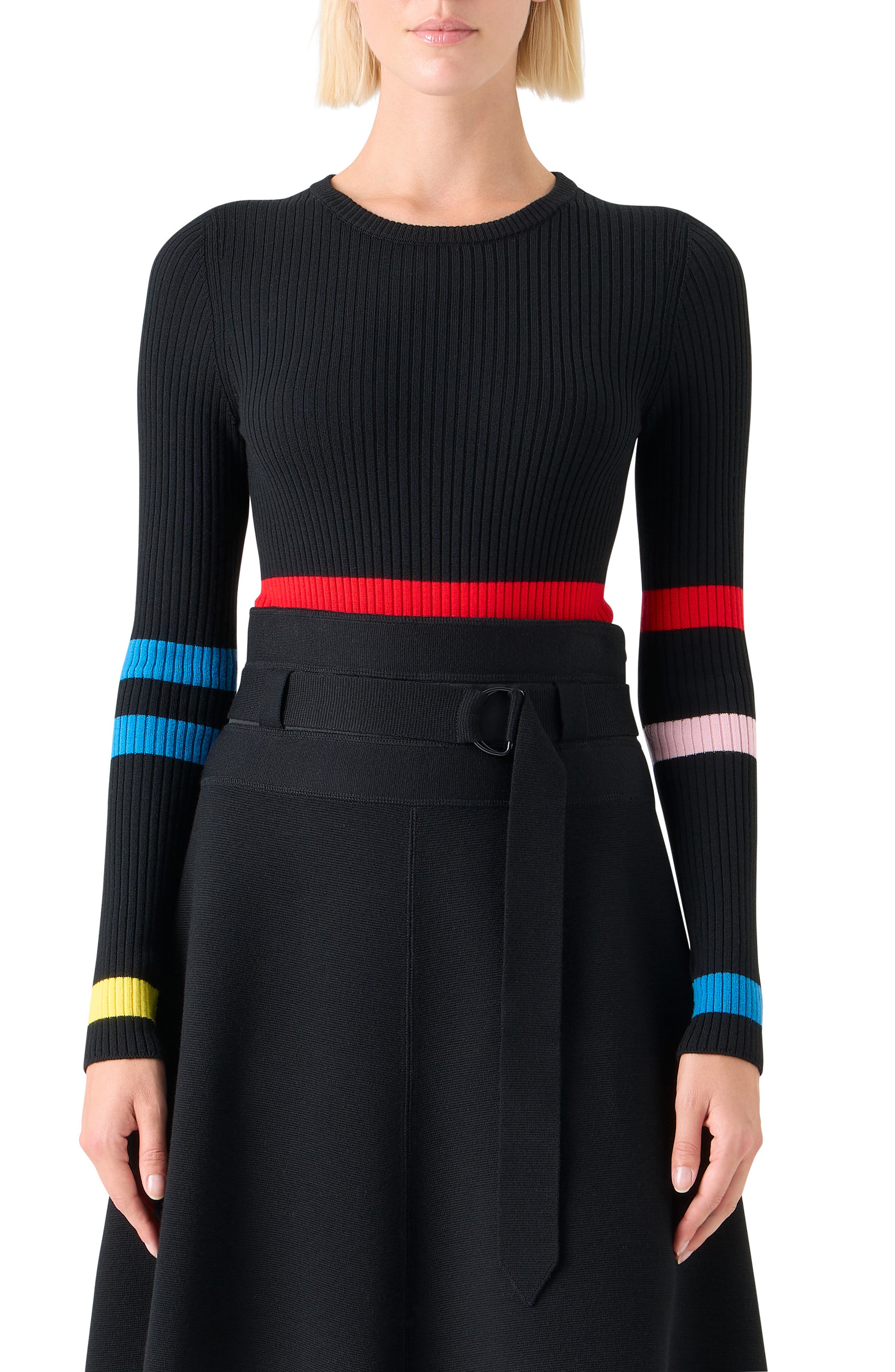 Stripe Virgin Wool Rib Sweater
