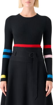 Akris punto Stripe Virgin Wool Rib Sweater