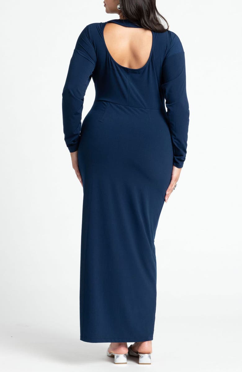 ELOQUII Long Sleeve Back Cutout Knit Dress, Alternate, color, 