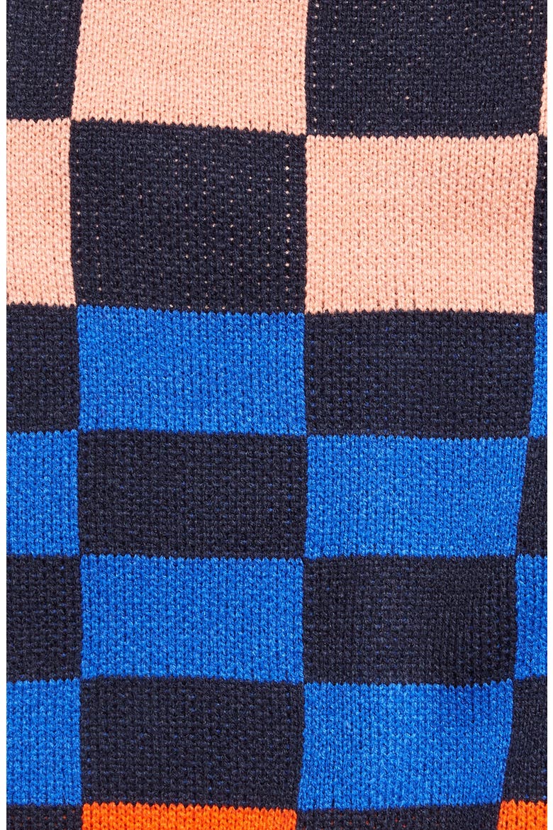 Albers Checkerboard Throw Blanket, Alternate, color, NAVY/RED