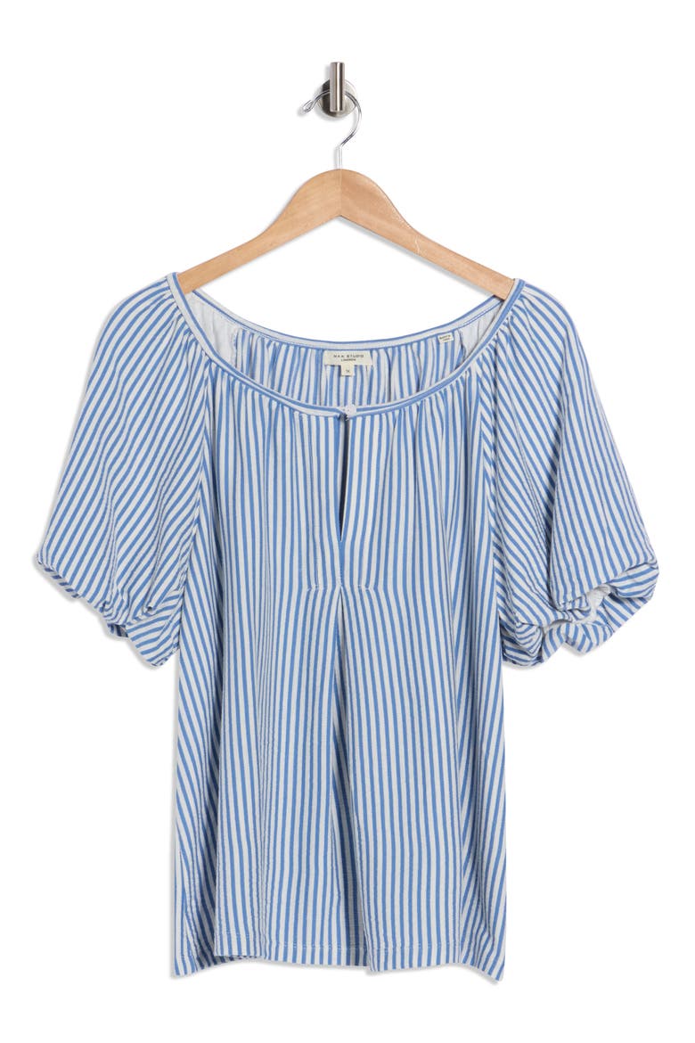 Crochet Trim Sleeveless Top, Alternate, color, DENIM STRIPE