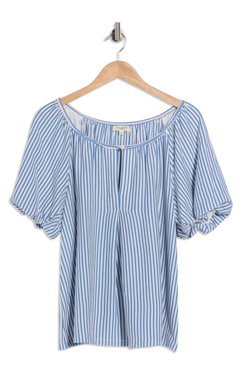 MAX STUDIO Crochet Trim Sleeveless Top, Alternate, color, Denim Stripe