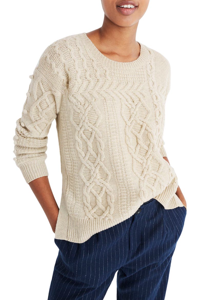 Open Side Bobble Pullover Sweater, Main, color, HEATHER FOG