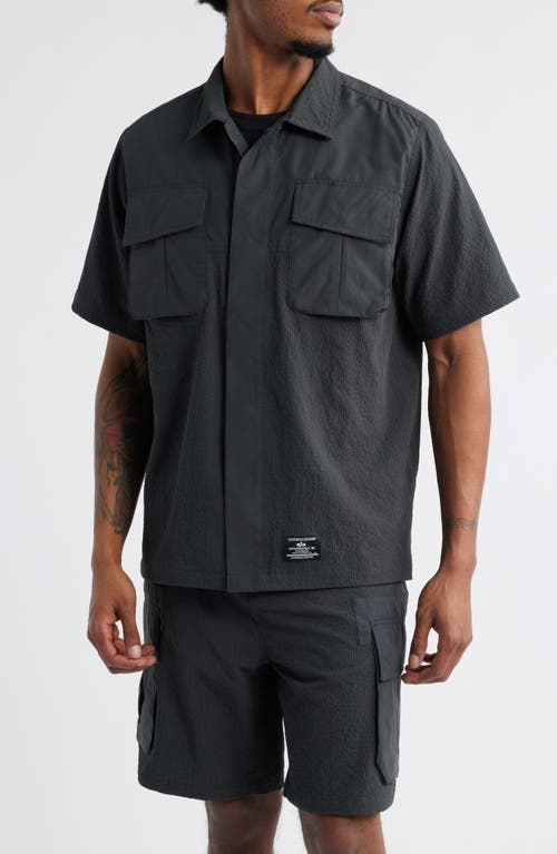 ALPHA INDUSTRIES ALPHA INDUSTRIES SEERSUCKER SHORT SLEEVE BUTTON-UP SHIRT
