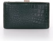Jewel Badgley Mischka Lula Croc Embossed Leather Minaudiere