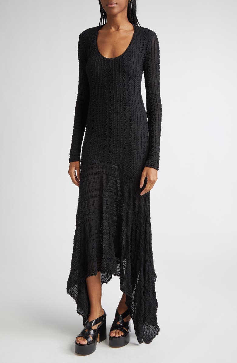 Siedrés Olle Long Sleeve Handkerchief Hem Dress, Alternate, color, Black