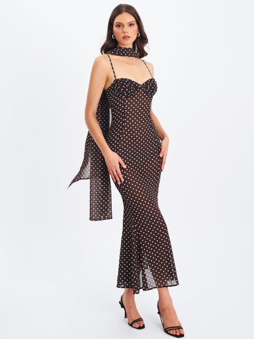 Miss Circle Yadira Polka Dot Chiffon Maxi Dress In Black