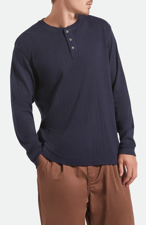 Standard Fit Long Sleeve Cotton Rib Henley