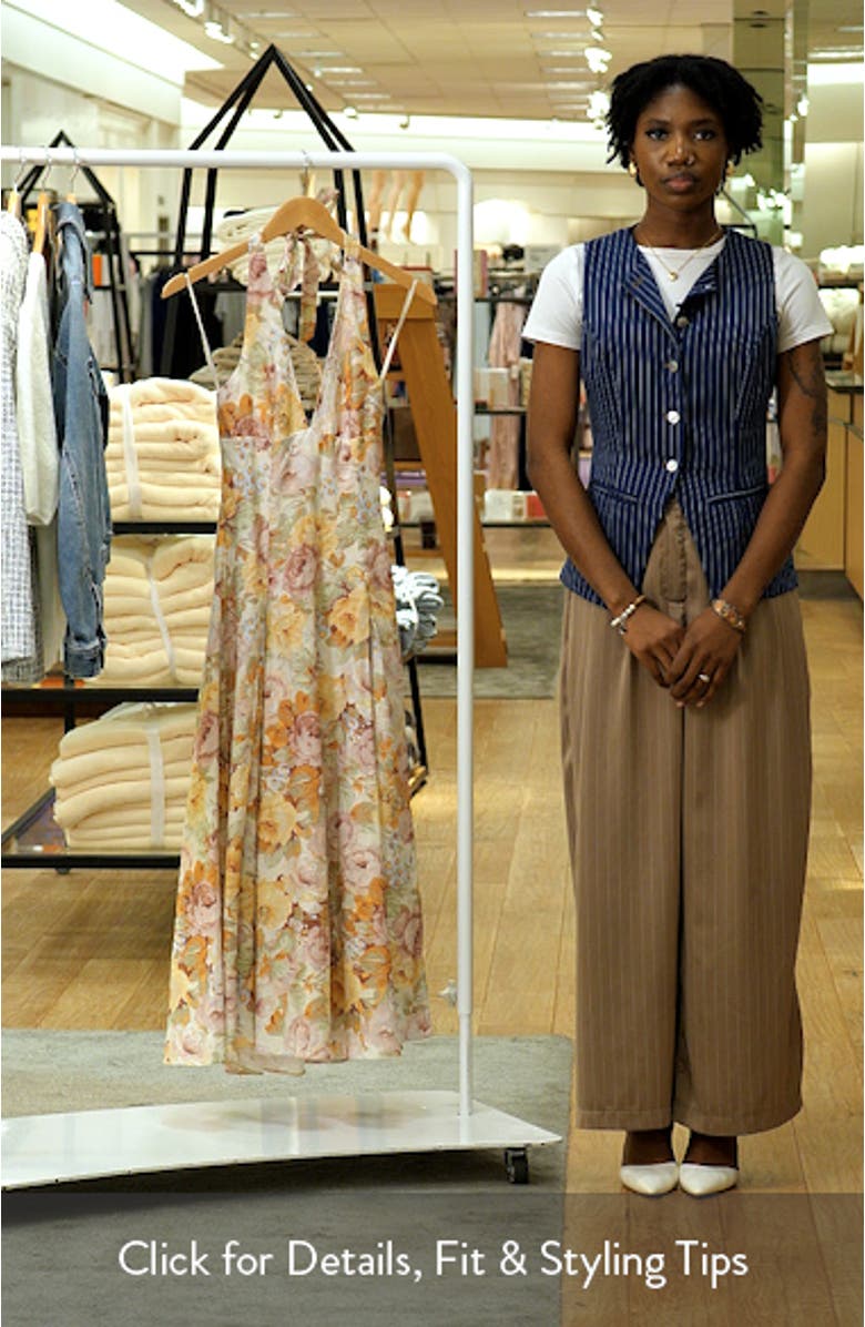 Murano Floral Linen Halter Dress, sales video thumbnail