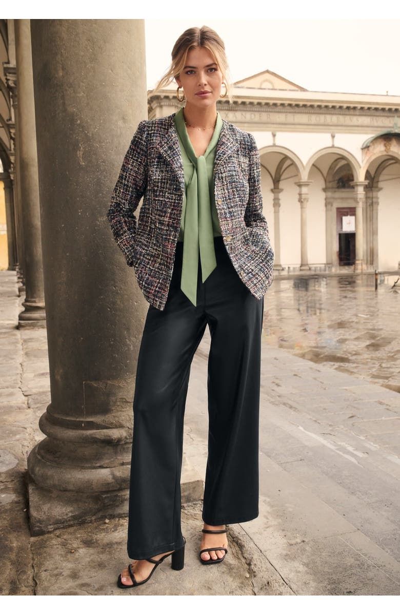 Jessica London Faux Leather Wide Leg Trouser, Main, color, Black