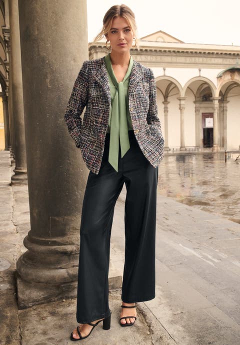 Faux Leather Wide Leg Trouser (Plus Available)