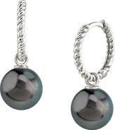 The Pearl Source Tahitian South Sea Pearl Hoop Via Earrings
