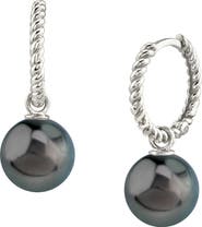 The Pearl Source Tahitian South Sea Pearl Hoop Via Earrings