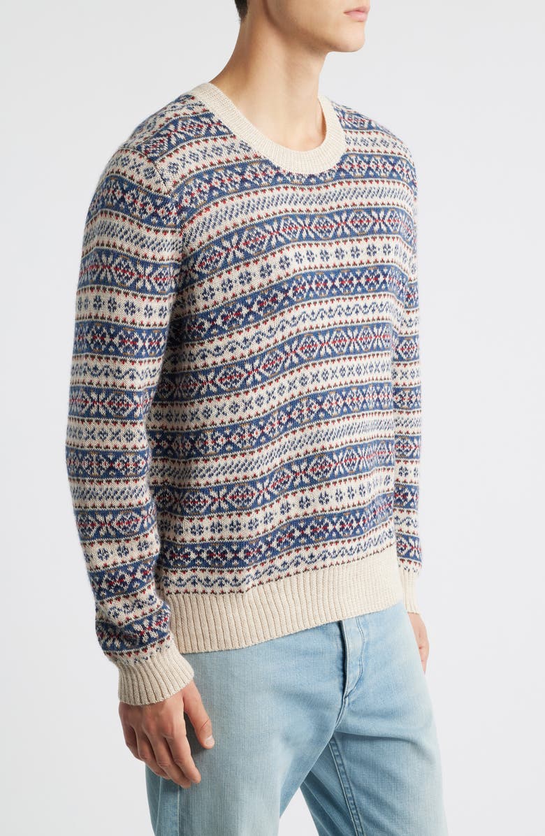 Corridor Fair Isle Alpaca Blend Crewneck Sweater, Alternate, color, Natural