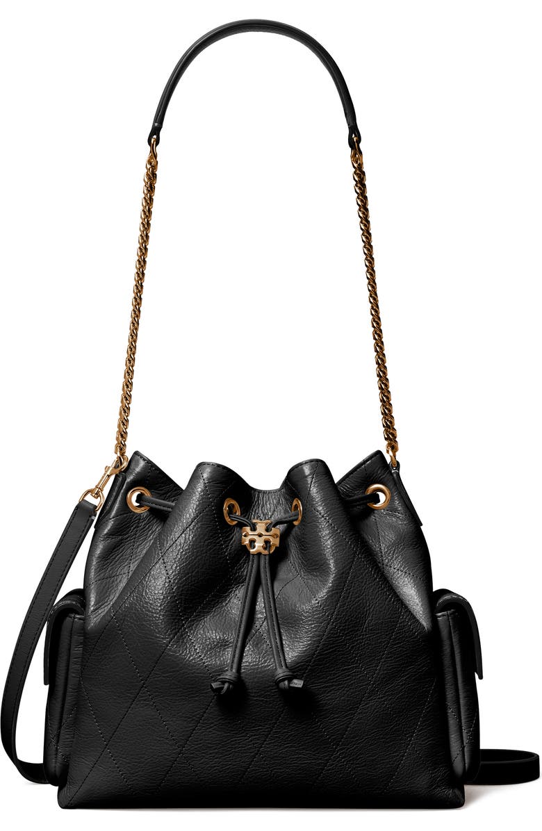 Tory Burch Charlie Quilted Leather Drawstring Shoulder Bag, Main, color,