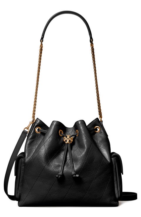 Charlie Quilted Leather Drawstring Shoulder Bag