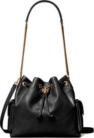 Tory Burch Charlie Quilted Leather Drawstring Shoulder Bag