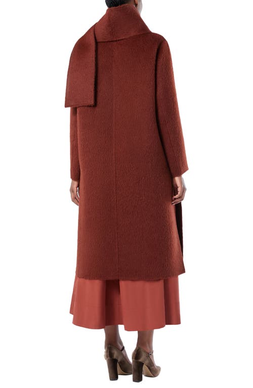 Marina Rinaldi Alpaca-wool Scarf-detail Coat In Brown