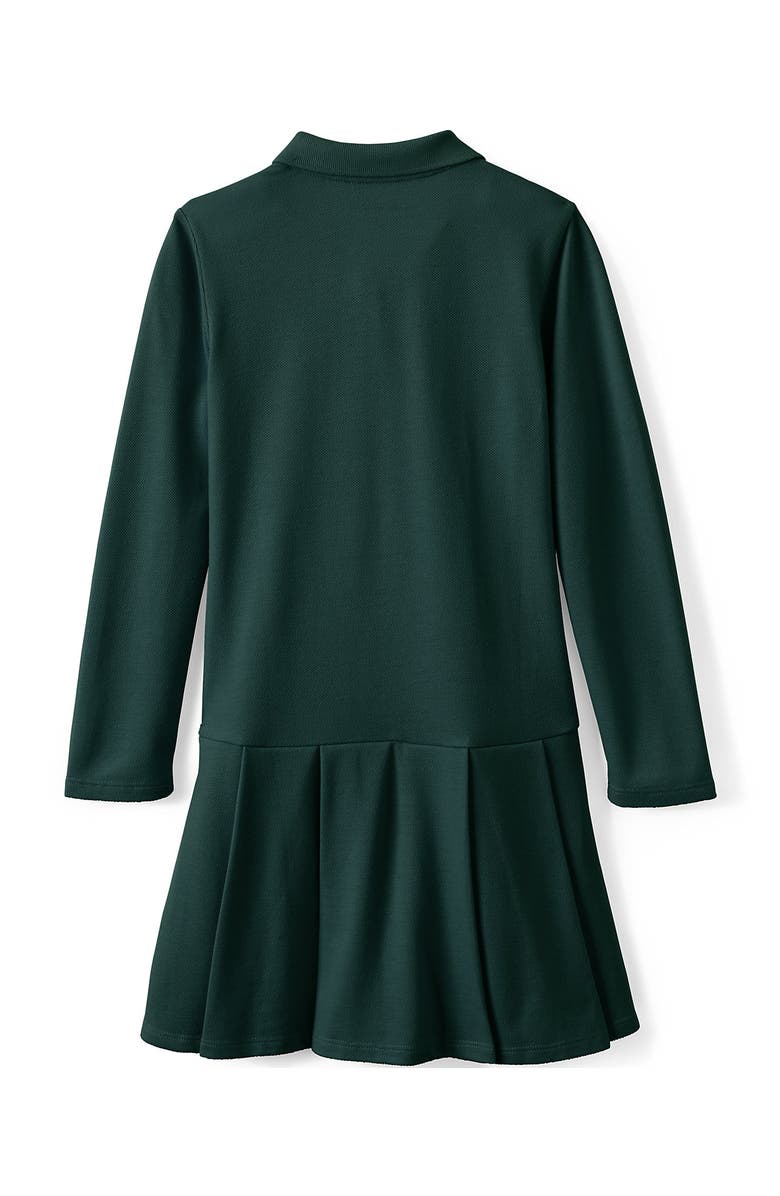 Lands' End Girls Long Sleeve Mesh Pleated Polo Dress, Alternate, color, 