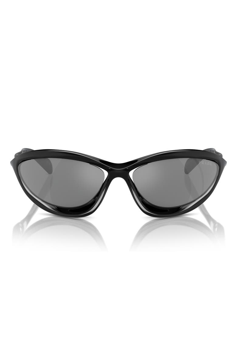 Prada 63mm Oversize Cat Eye Sunglasses, Alternate, color, Black