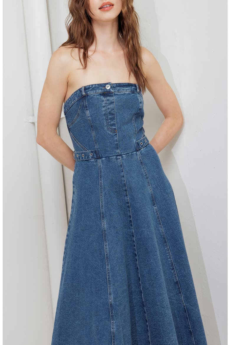 Strapless Denim Maxi Dress, Alternate, color, INDIGO DENIM