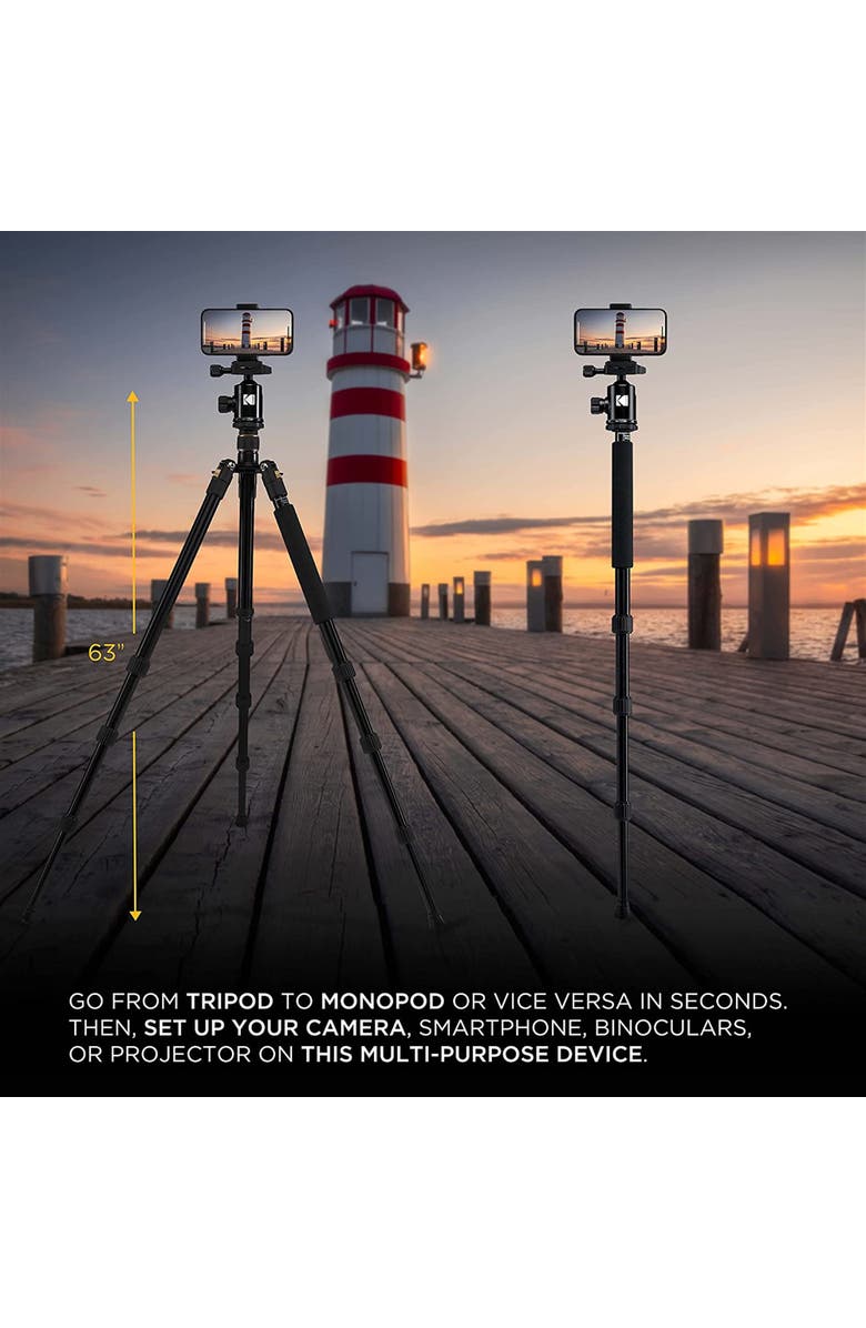Kodak PhotoGear 63-inch Camera Tripod & Monopod, Alternate, color, Black