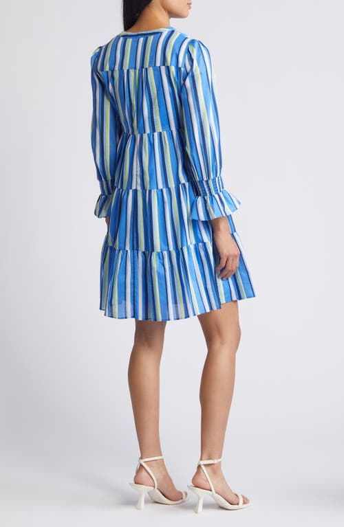 Shop Eliza J Float Tiered Three-quarter Sleeve Dress In Blue