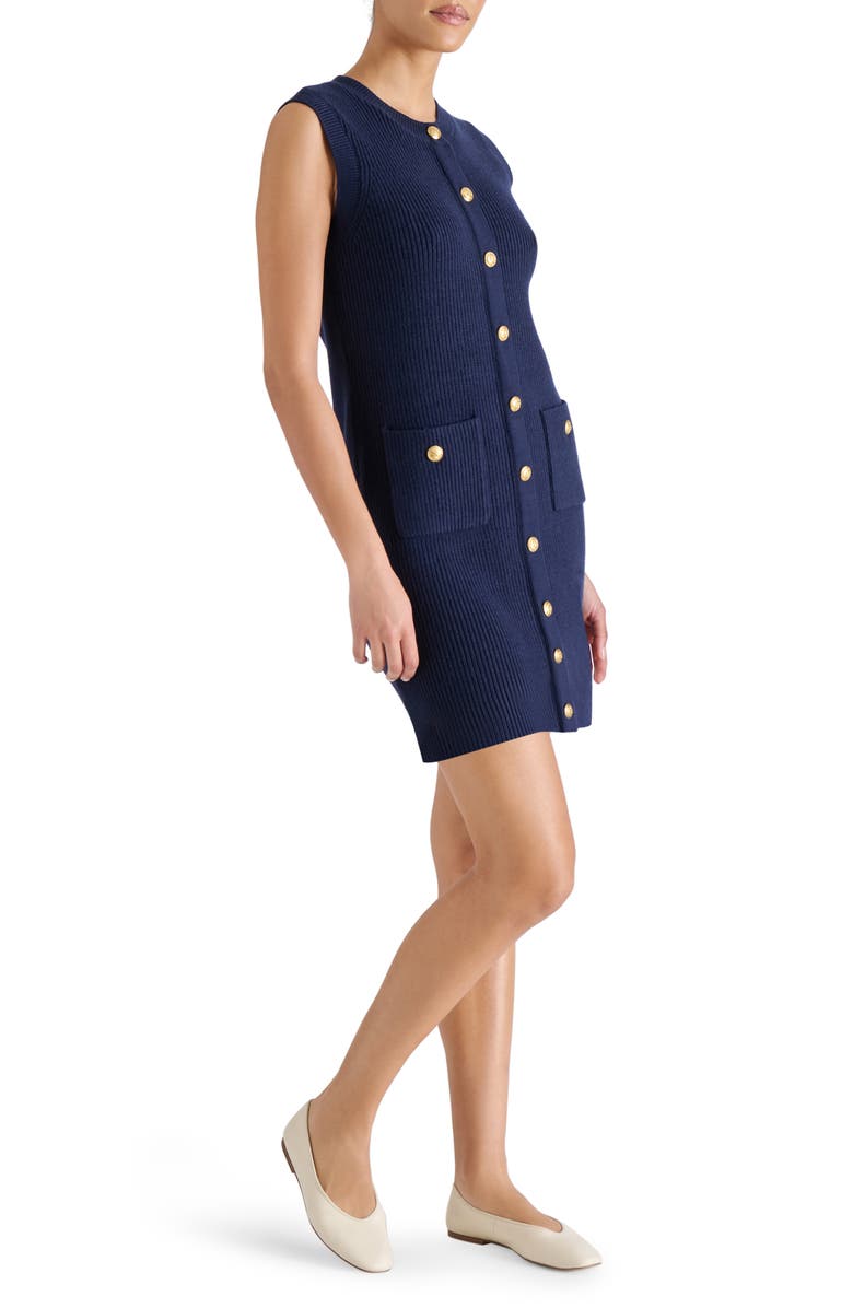Steve Madden Mitsy Sleeveless Rib Sweater Dress, Alternate, color, Midnight