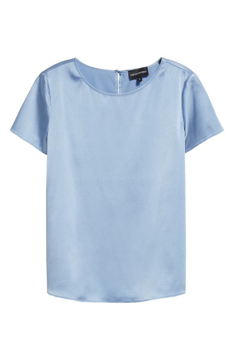 Emporio Armani Silk Satin T-Shirt, Alternate, color, Solid Light/ Pastel Blue