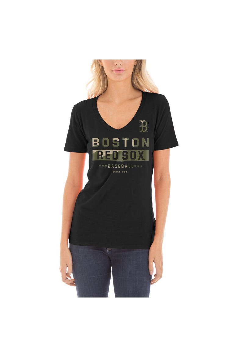 Women's New Era Black Boston Red Sox 2021 Armed Forces Day Brushed V-Neck T-Shirt, Alternate, color, Black