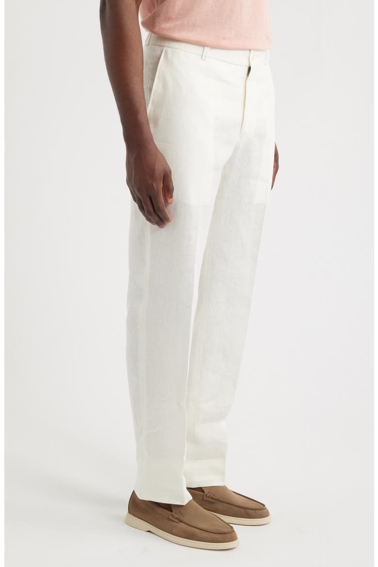 Flat Front Slub Linen Chambray Dress Pants, Alternate, color, WHITE