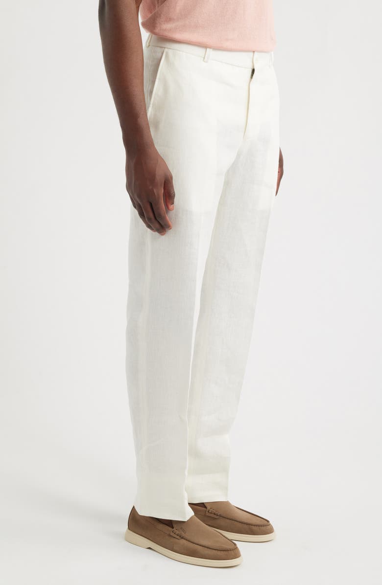 Berle Flat Front Slub Linen Chambray Dress Pants, Alternate, color,