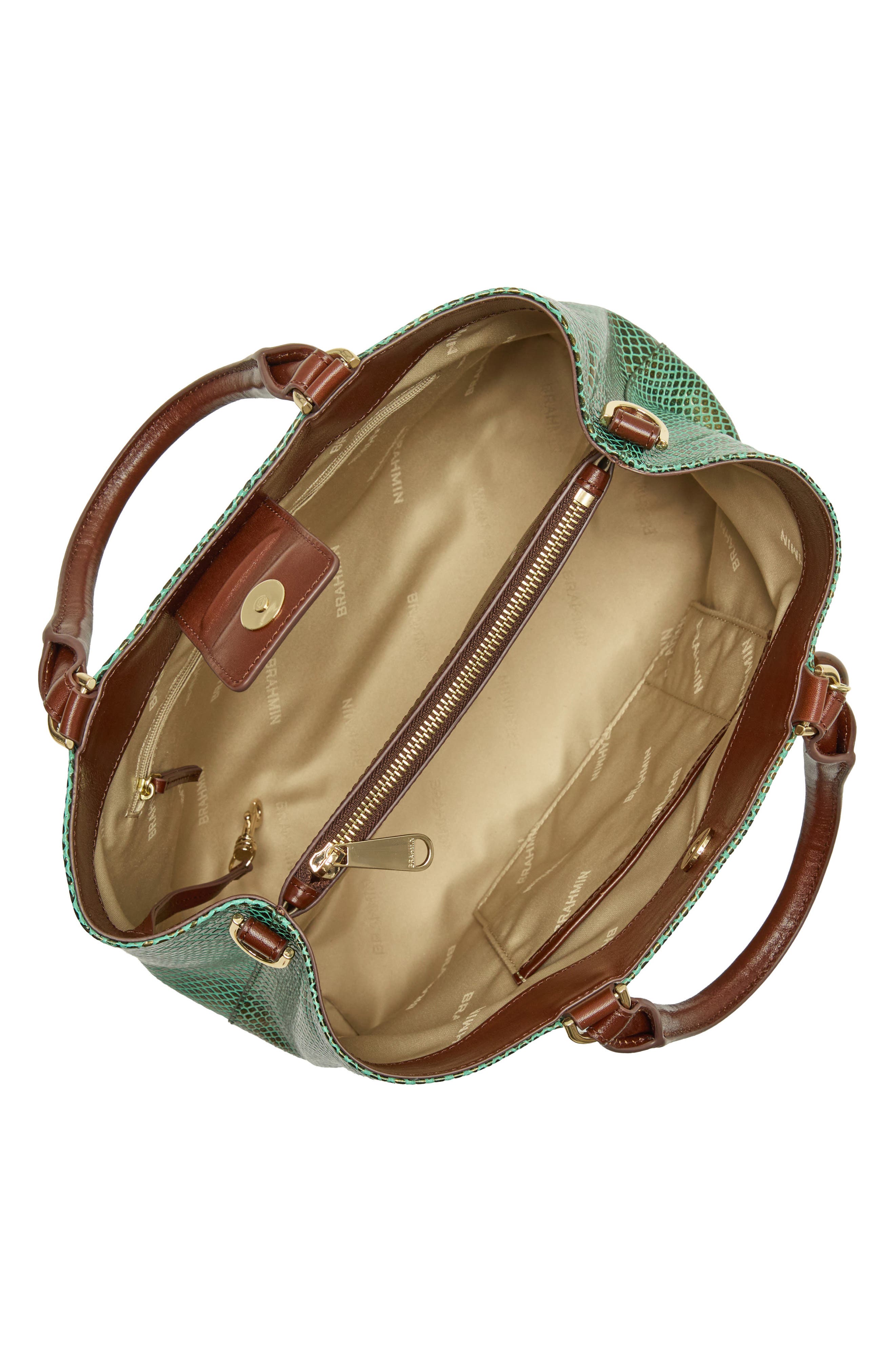 Small Denise Leather Tote, Alternate, color, DARK GREEN
