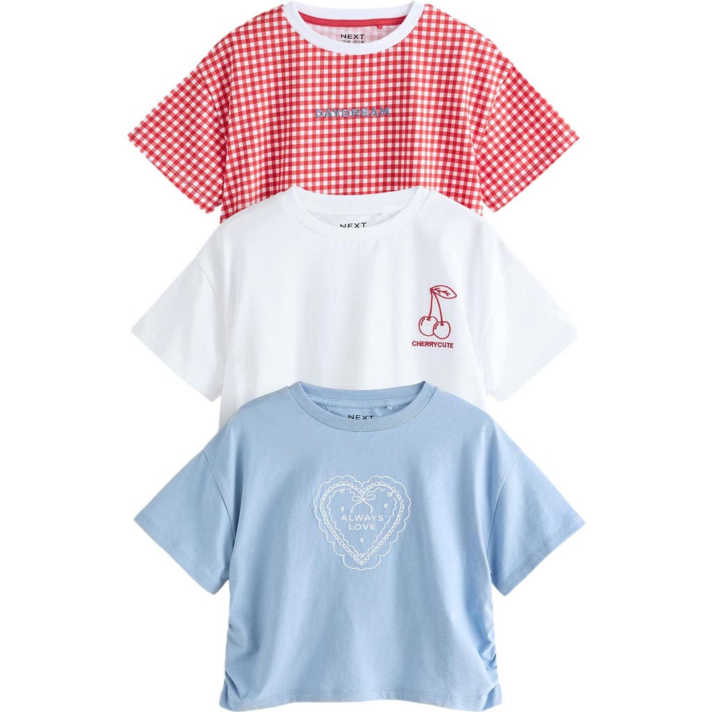 Next Kids' Assorted 3-pack Cotton Graphic T-shirts In Red