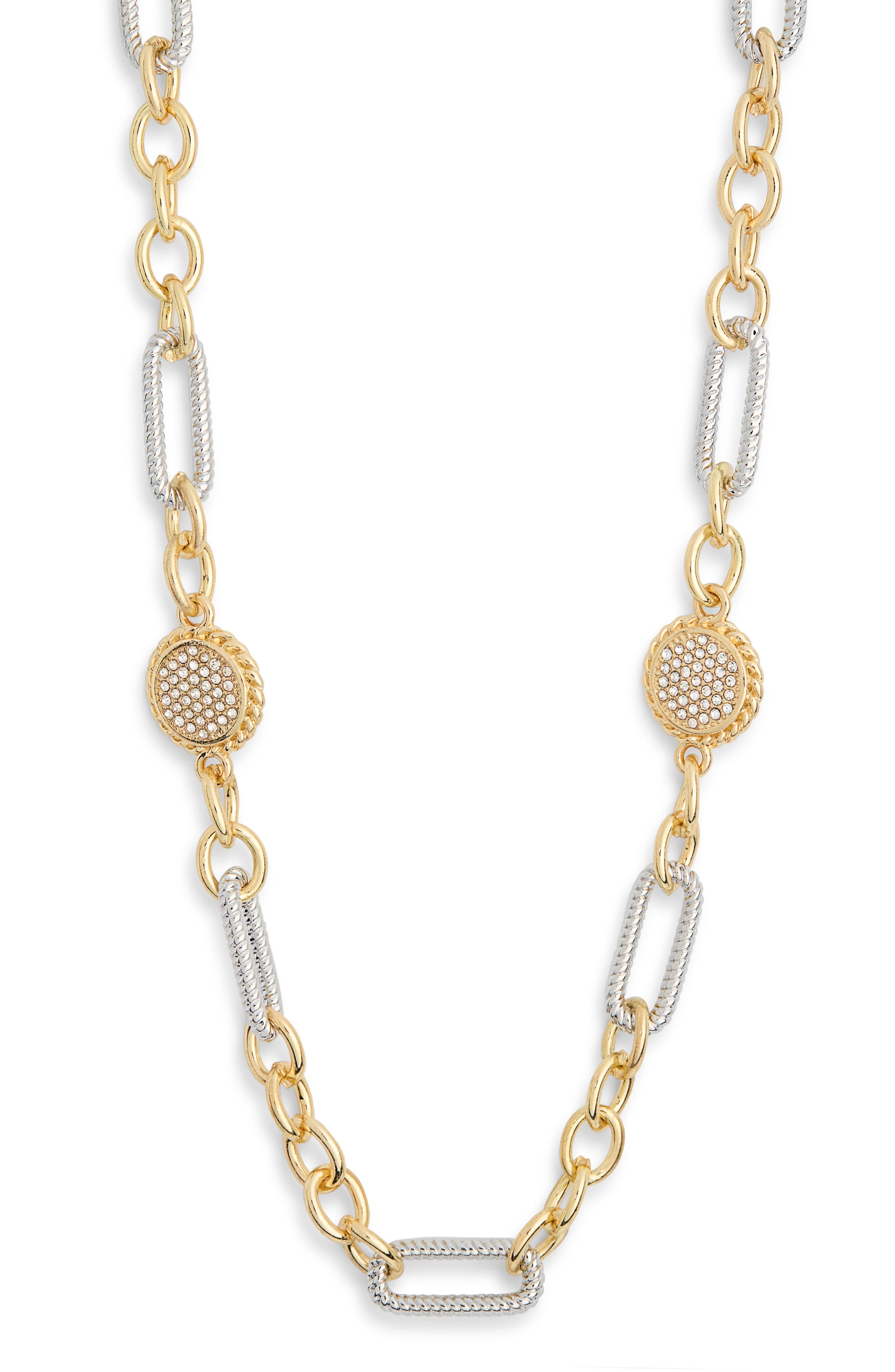 Tasha Two-Tone Station Chain Long Necklace