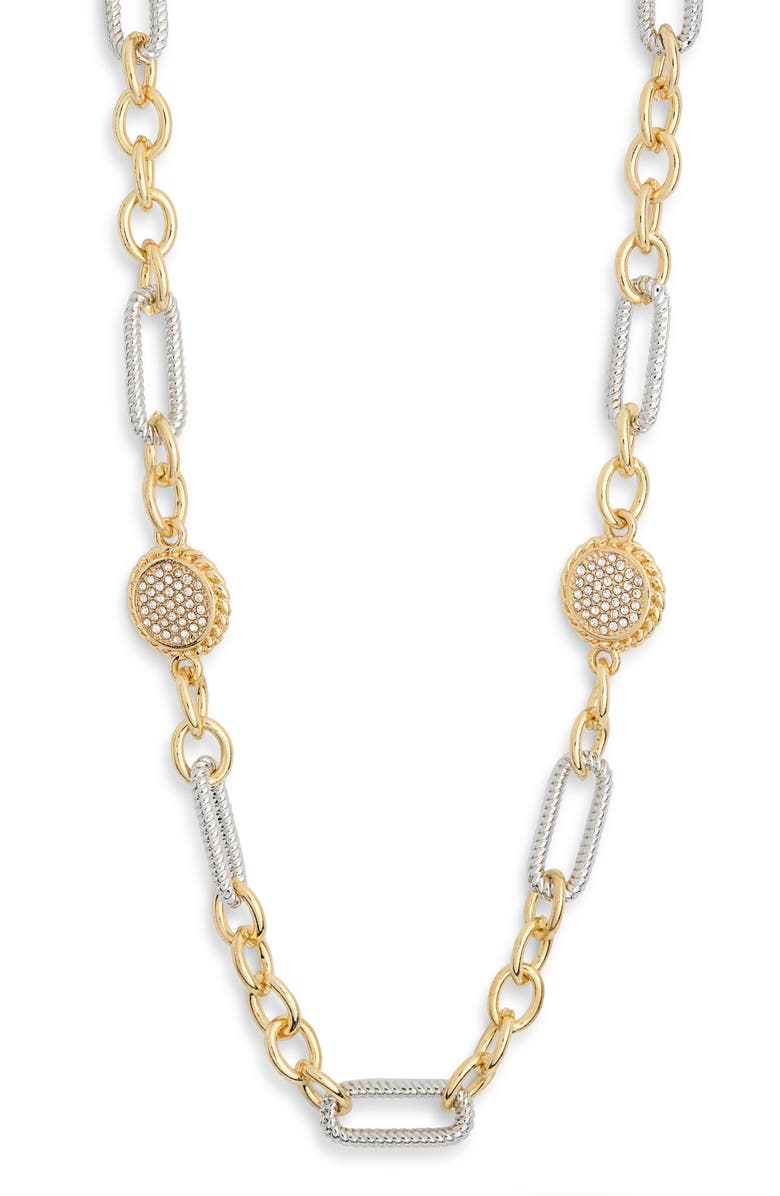 Tasha Two-Tone Station Chain Long Necklace, Main, color, Gold